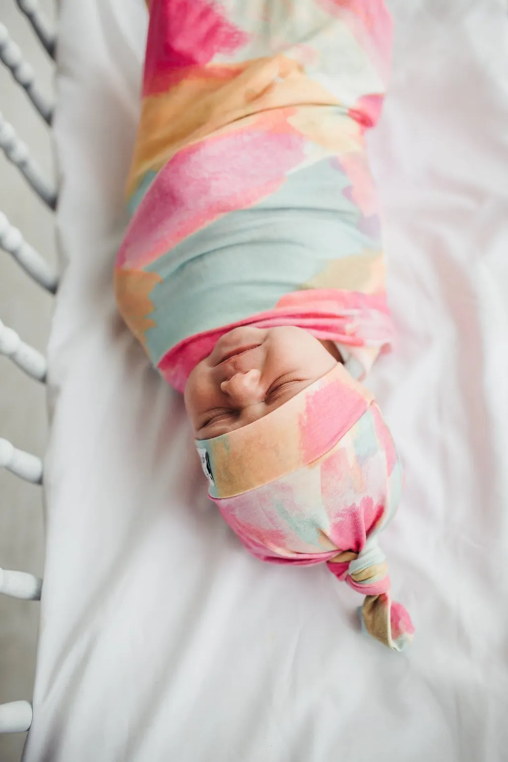 Copper Pearl Newborn Top Knot Hat - Monet