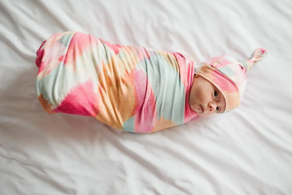 Copper Pearl Newborn Top Knot Hat - Monet