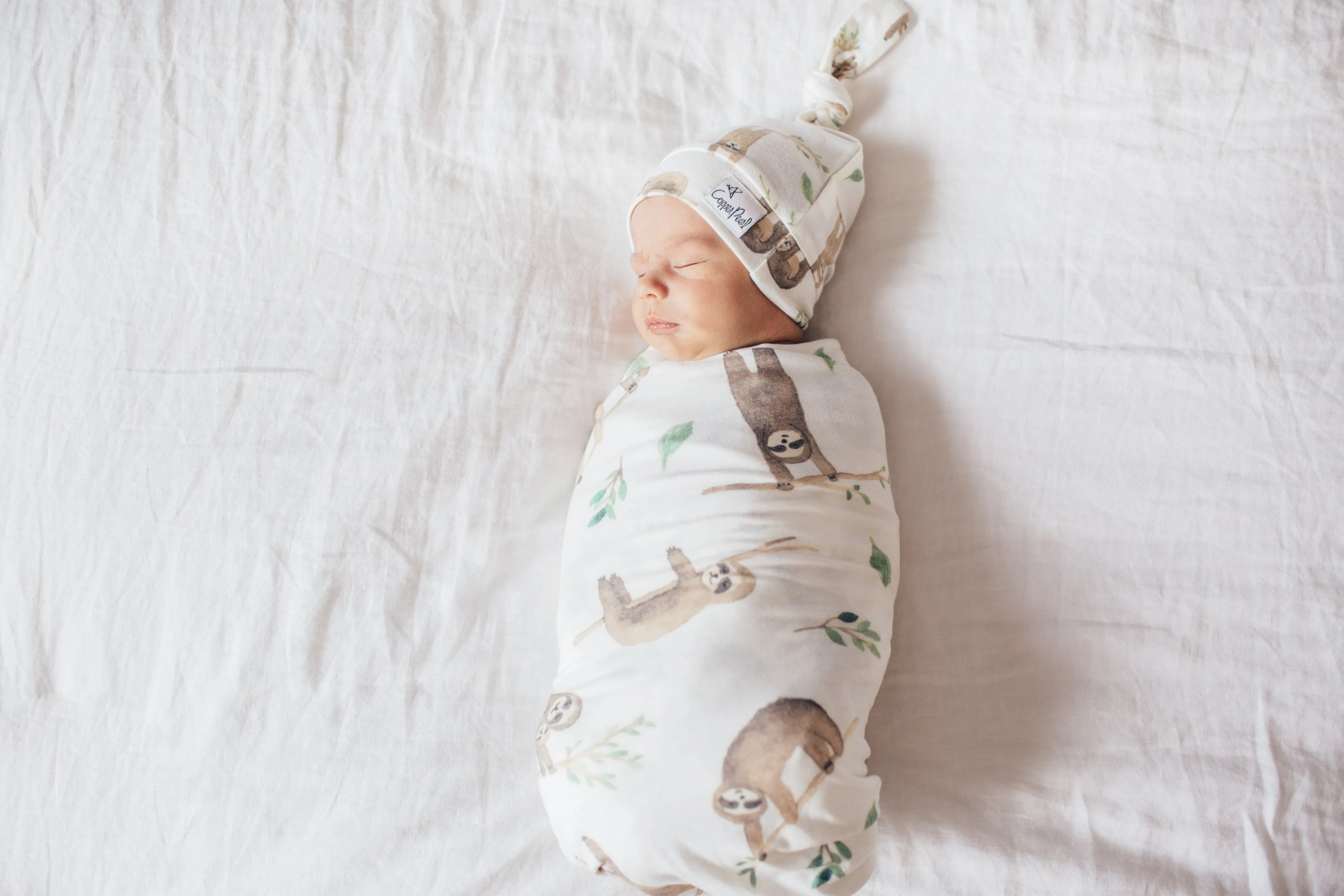 Copper Pearl Newborn Top Knot Hat - Noah