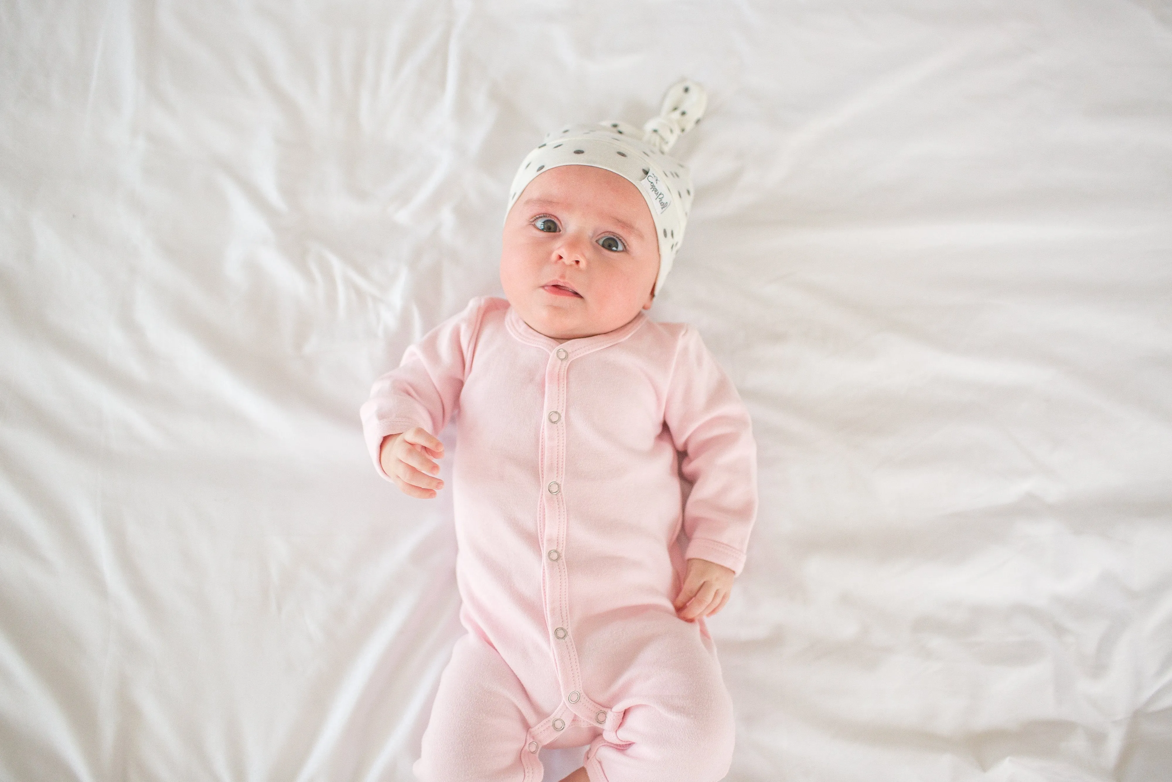 Copper Pearl Newborn Top Knot Hat - Willow