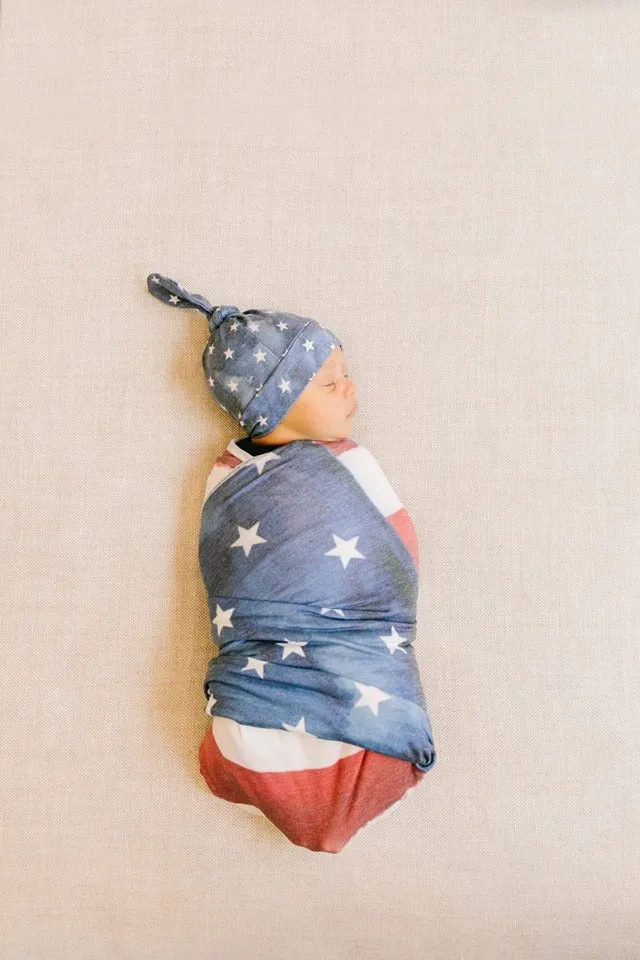Copper Pearl Top Knot Hat- Patriot