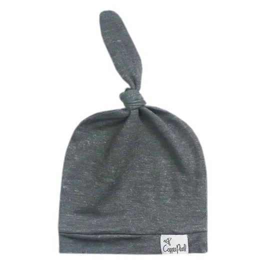 Copper Pearl Top Knot Hat / Slate