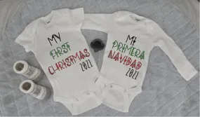 CustomBabyOnesie, UnisexOnesie, PersonalizedOnesie, Christmas/Spanish, LastName or FirstNameOnesie, BabyAnnouncementOnesie, Short/LongSleeve