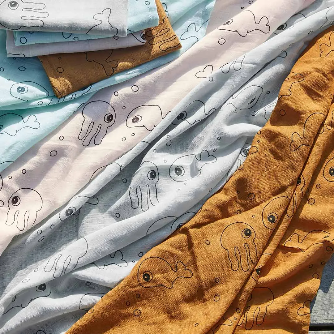 Done by Deer Swaddles - Sea Friends - Powder - 2 Pack