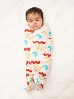Doodle Delight Cotton Muslin Swaddle Wrap for New Born (Pack of 2)