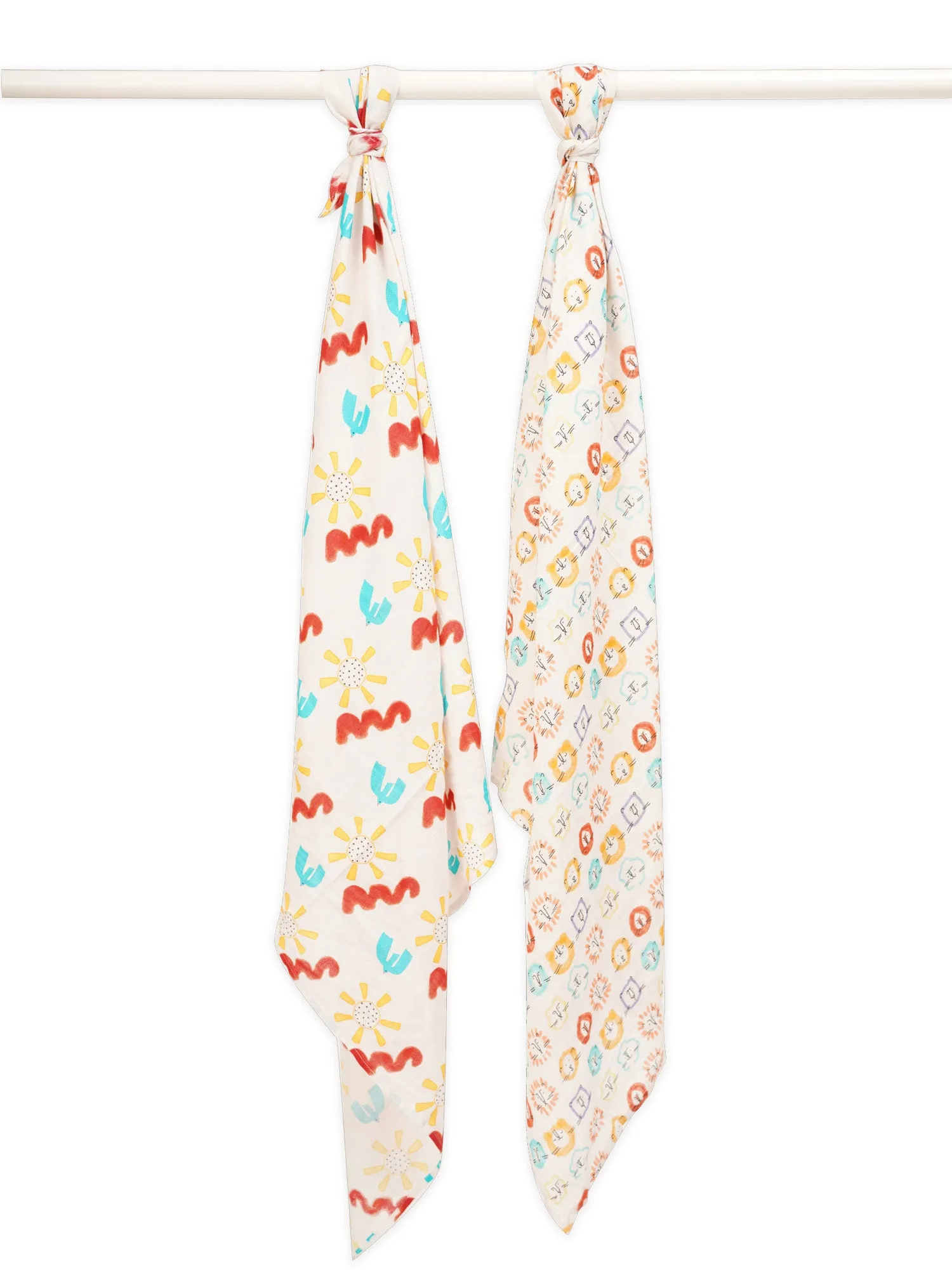 Doodle Delight Cotton Muslin Swaddle Wrap for New Born (Pack of 2)
