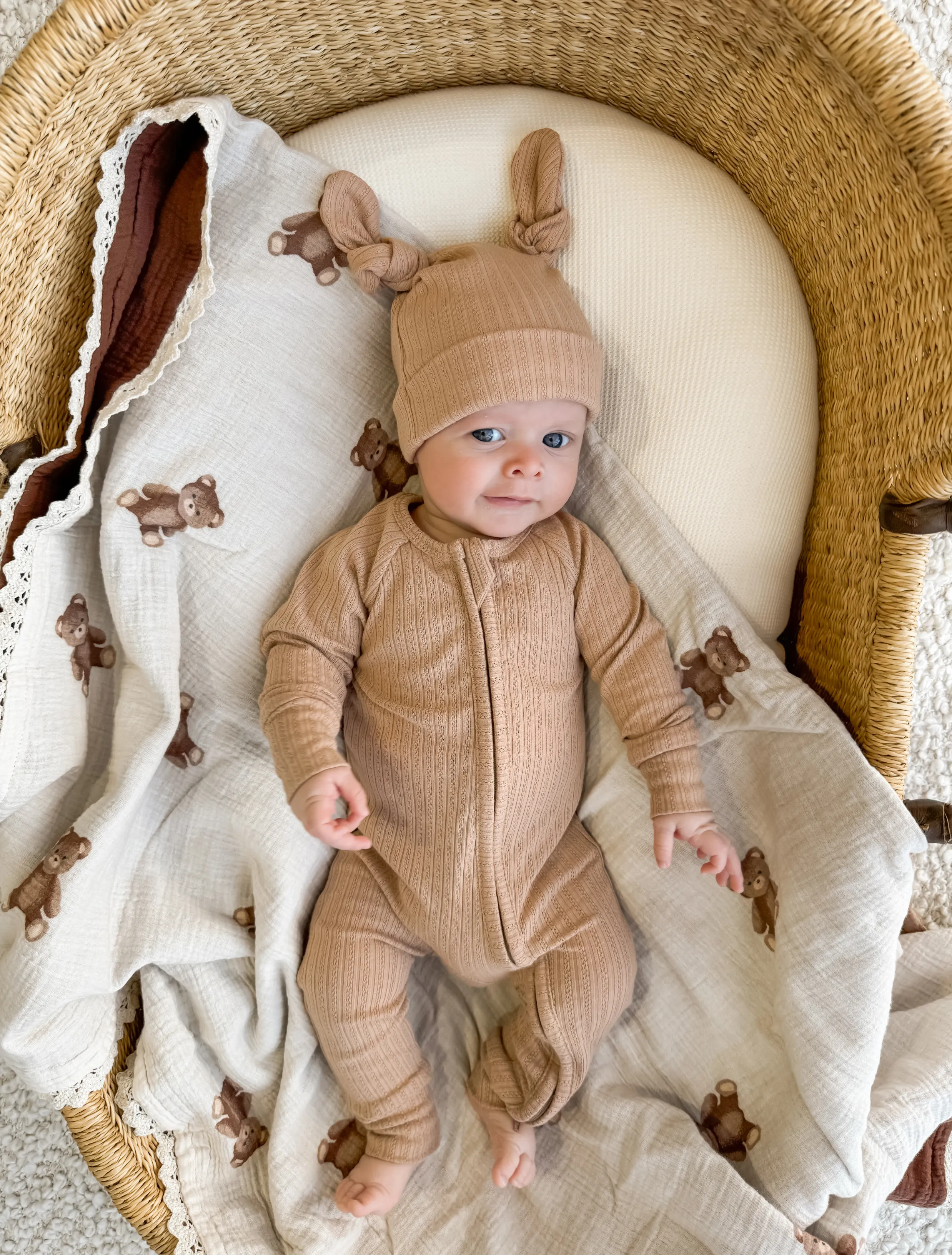 Double Knot Beanie | Teddy Ribbed Pointelle
