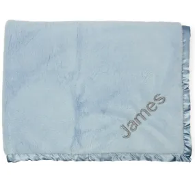 Embroidered Boys Light Blue Plush Blanket