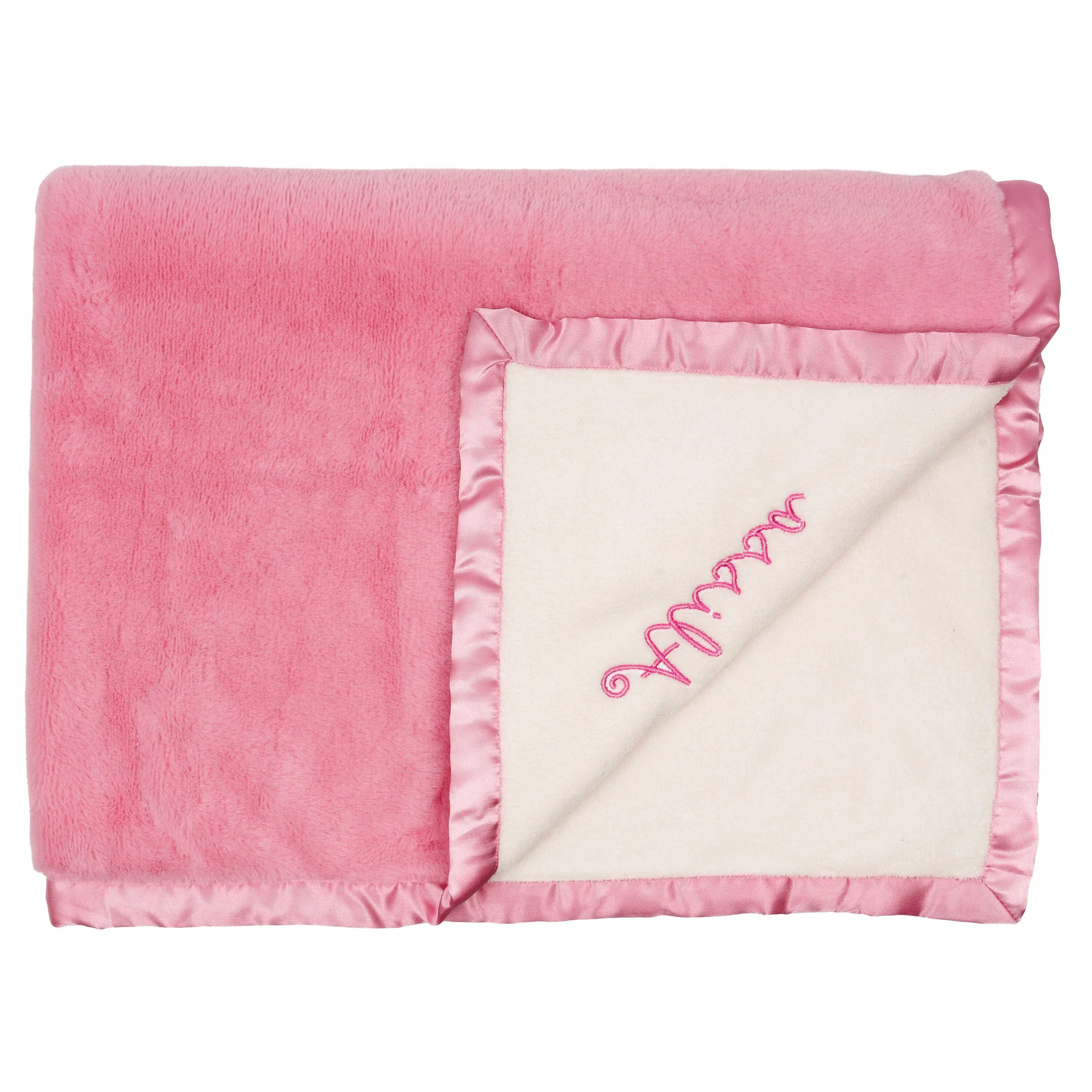 Embroidered Girls Light Pink Plush Blanket