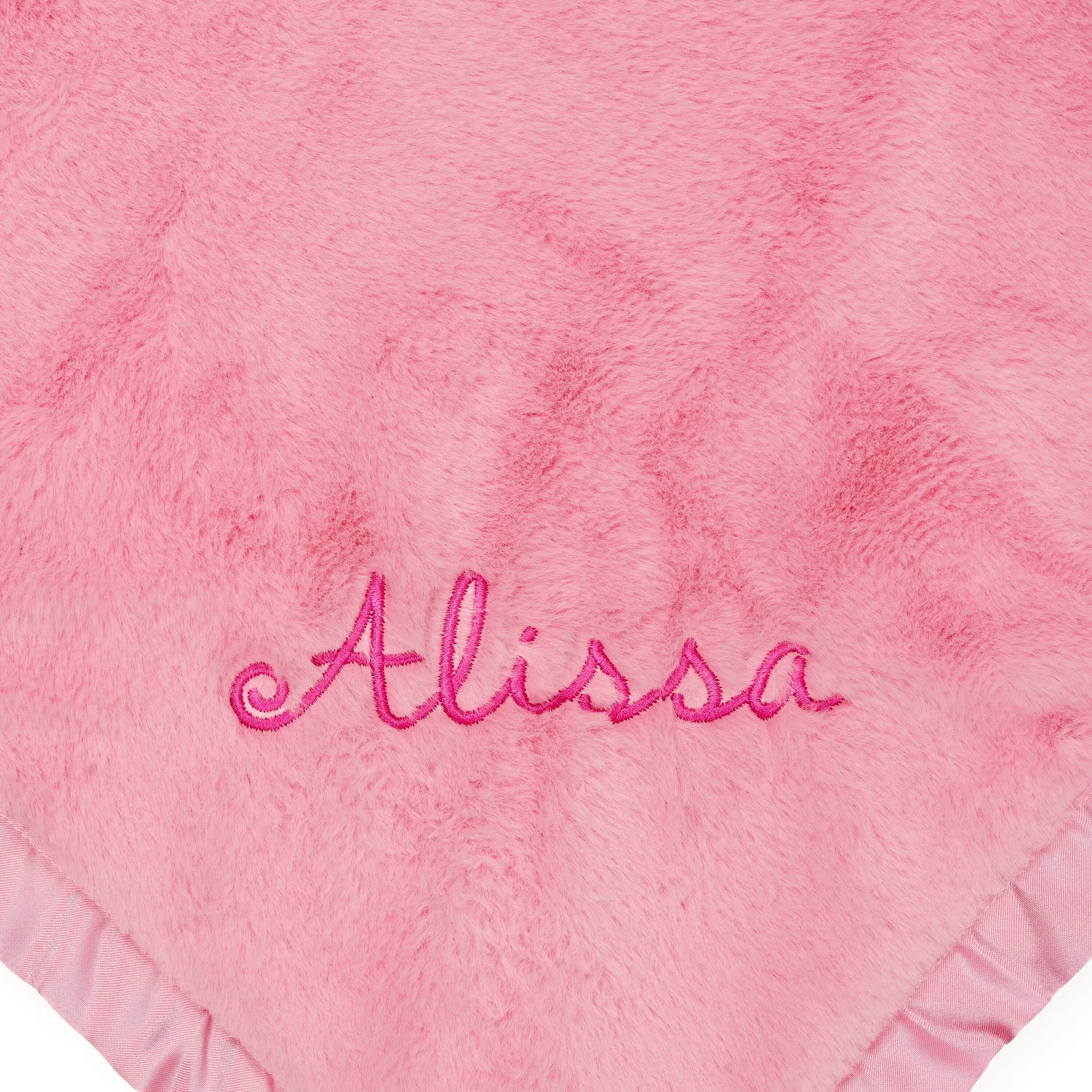Embroidered Girls Light Pink Plush Blanket