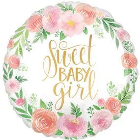 Floral Baby Balloon "Sweet Baby Girl"