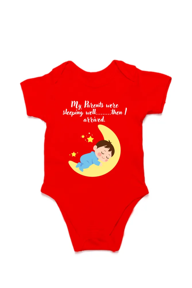 Funny Baby Boy Rompers - Because Sleep Was Overrated… Until He Arrived! (White Font)
