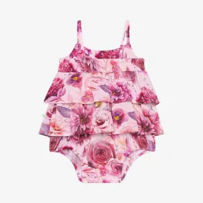 Girl's Bamboo Basic Ruffled Spaghetti Romper - Amira (Floral)