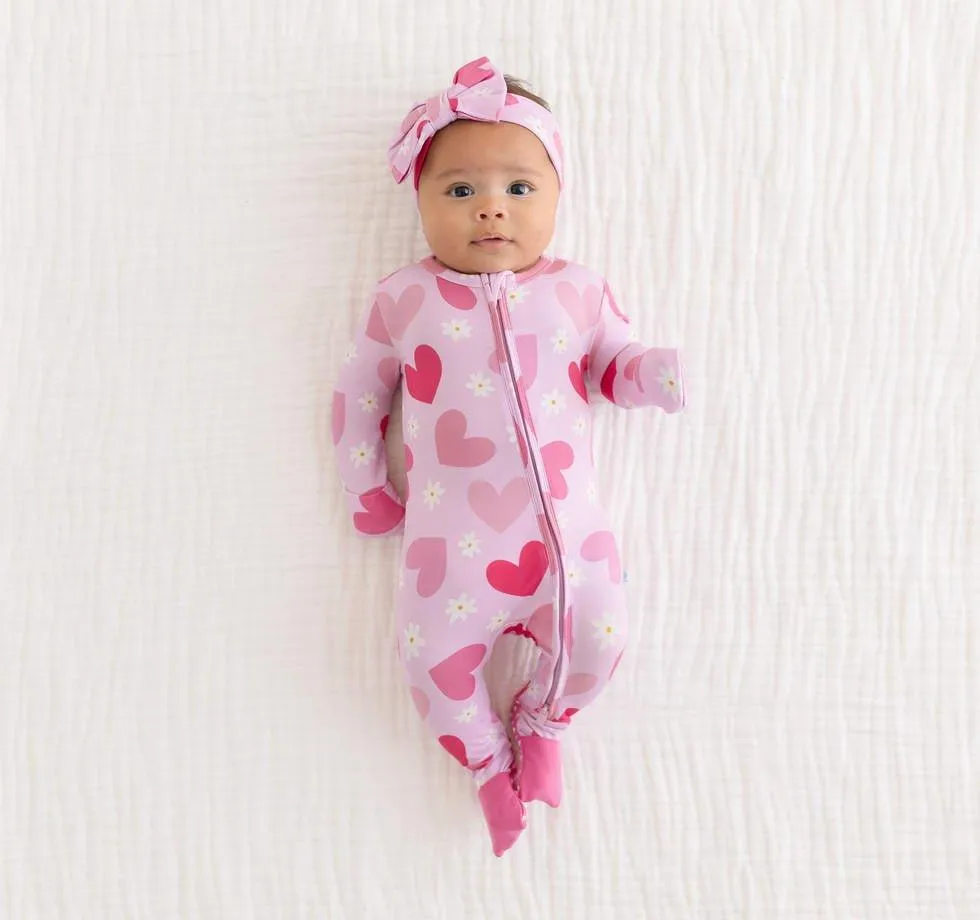 Girl's Bamboo Convertible Footie Romper - Daisy Love