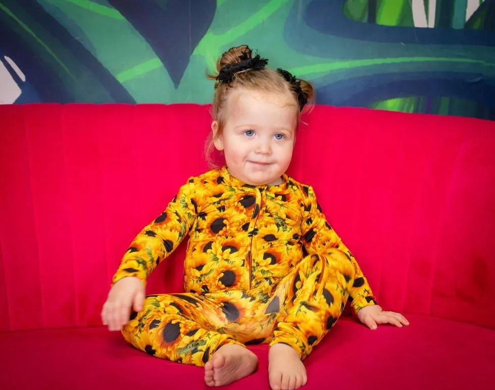 Girl's Bamboo Convertible Footie Romper - Sunflowers