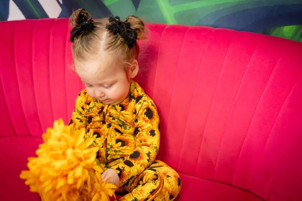 Girl's Bamboo Convertible Footie Romper - Sunflowers