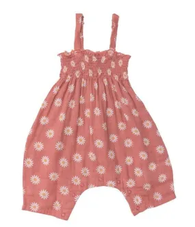 Girl's Sleeveless Romper - Daisy Dots