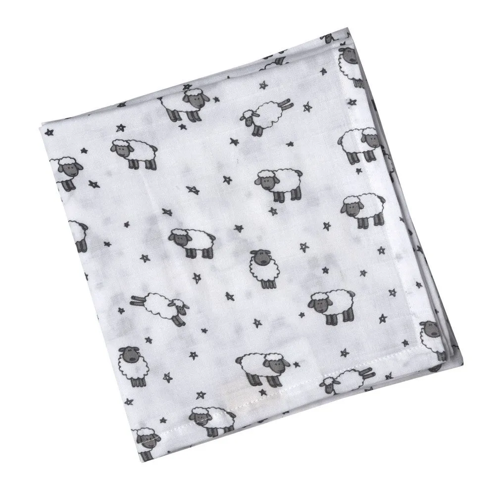 Grey Baa Baa Sheep Theme Muslin Swaddle