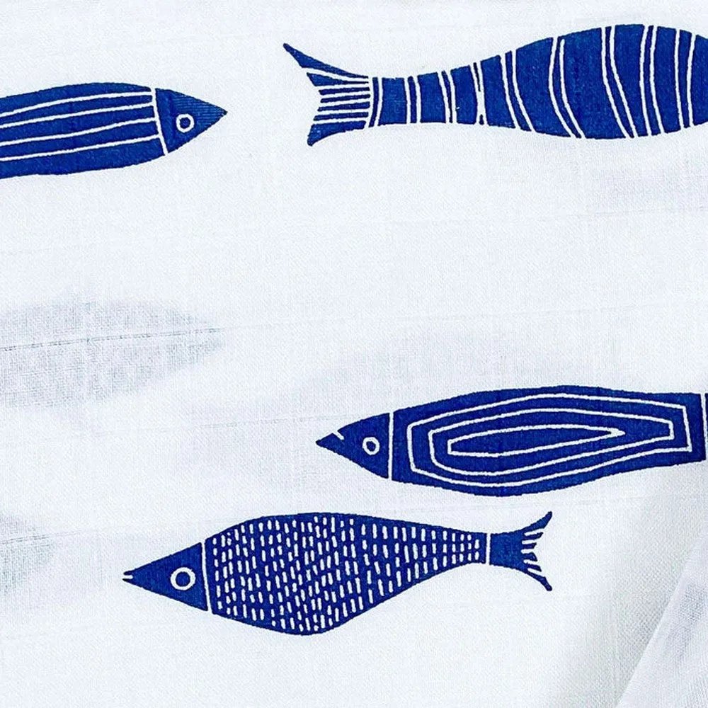 Grey Crowns & Indigo Aquarium Combo Swaddles- Pack Of 2