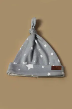 Grey Stars Knotted Baby Cap