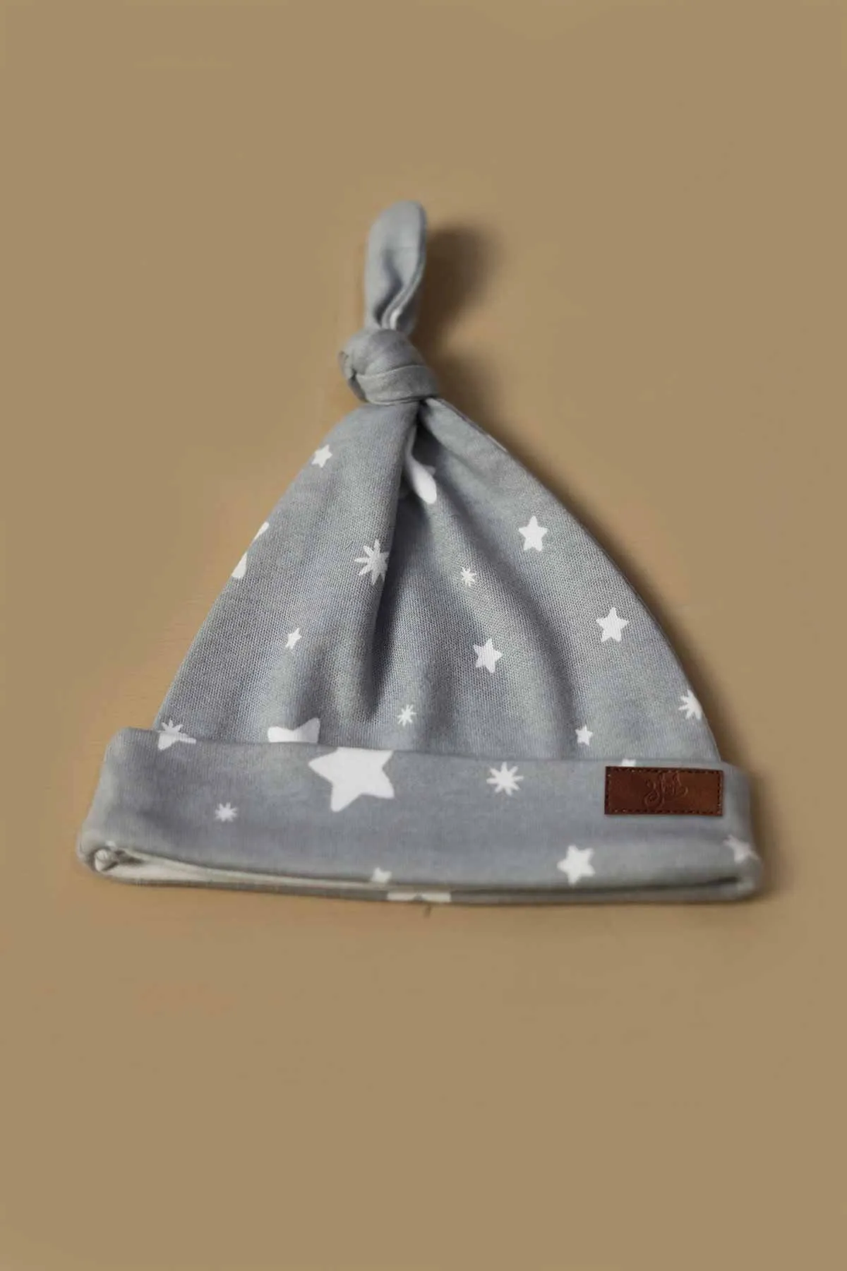 Grey Stars Knotted Baby Cap