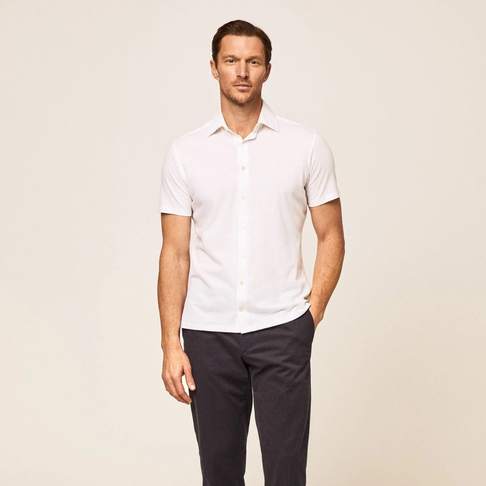 Hackett Cotton Linen Short Sleeve Shirt White
