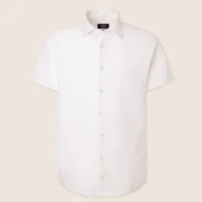 Hackett Cotton Linen Short Sleeve Shirt White