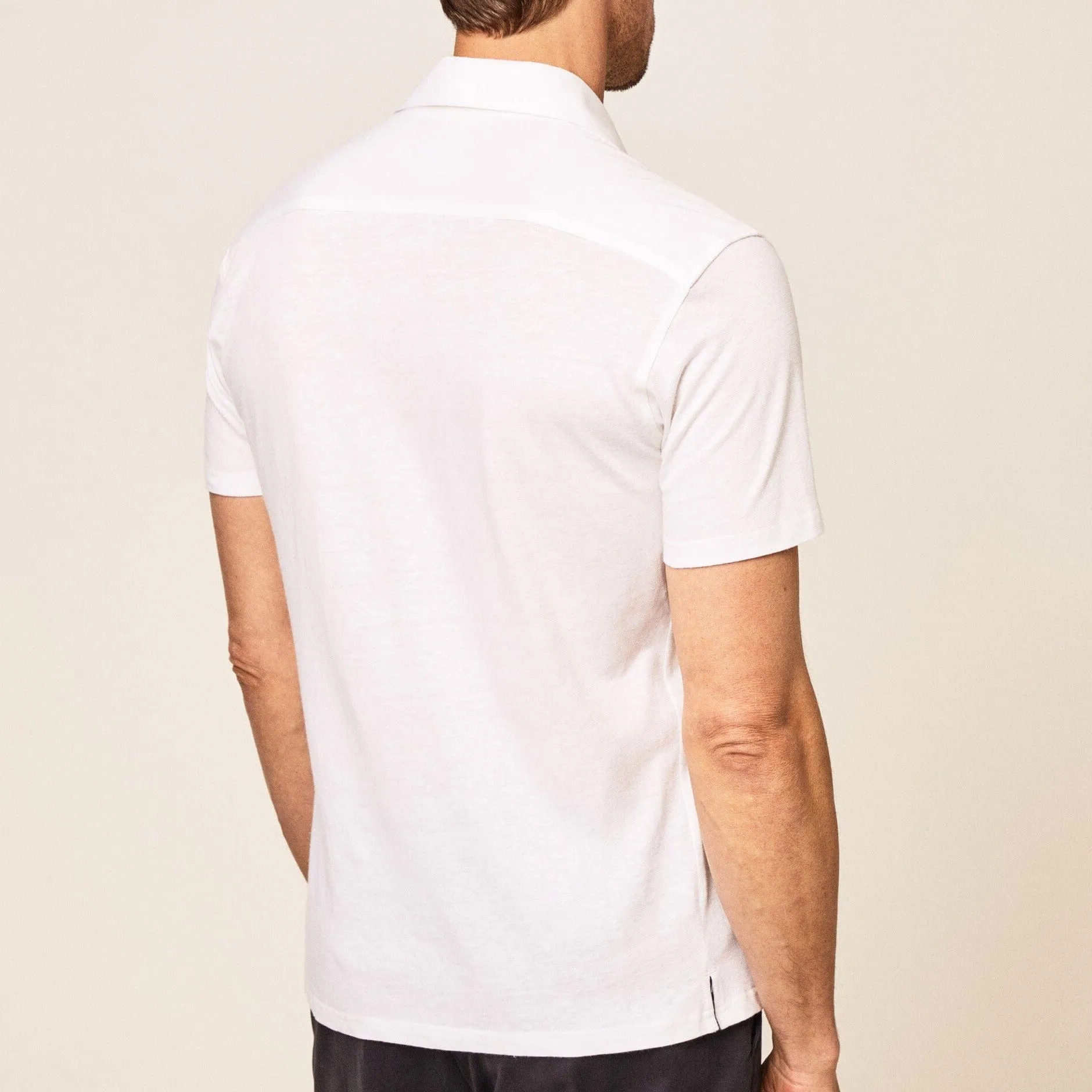 Hackett Cotton Linen Short Sleeve Shirt White