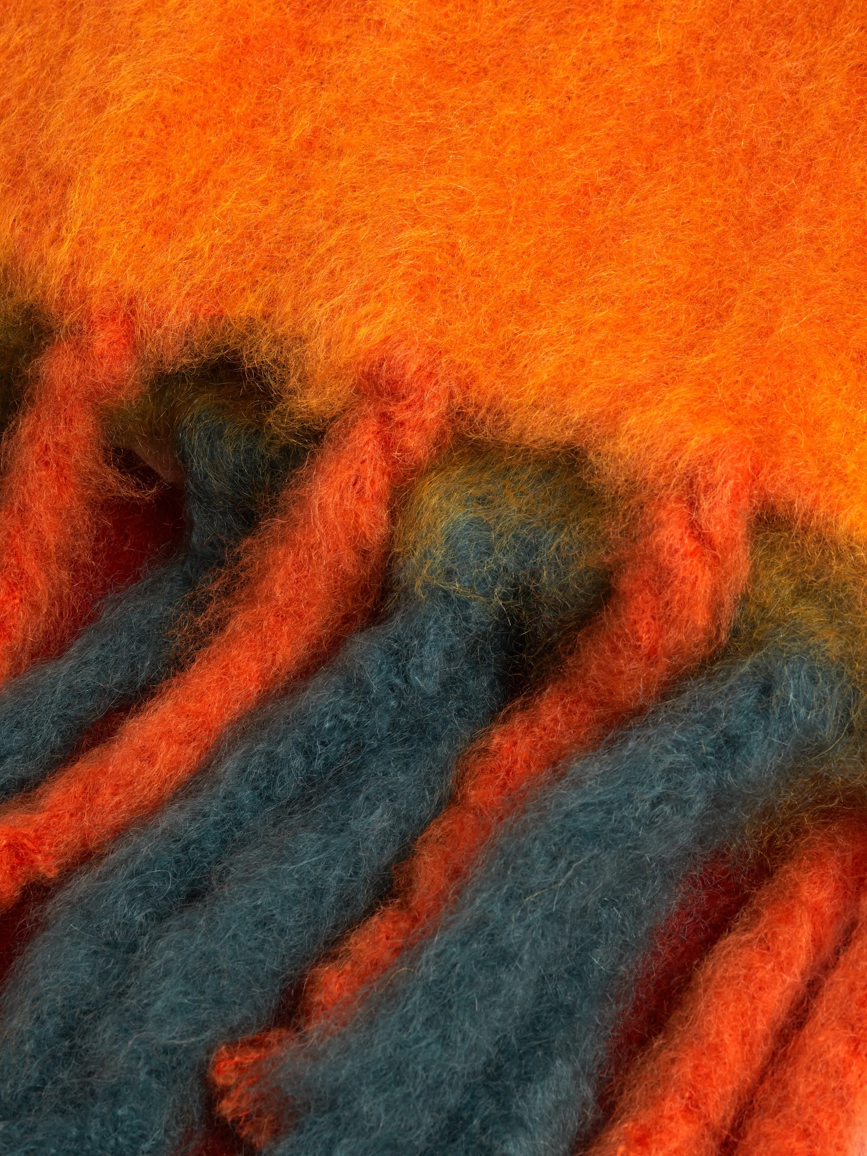 Handwoven Checked Mohair Blanket (Green/Yellow) (71in/1.8m)
