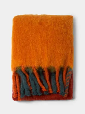 Handwoven Checked Mohair Blanket (Green/Yellow) (71in/1.8m)