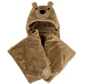 Hudson Baby Hooded Animal Face Plush Blanket, Bear
