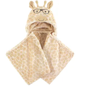 Hudson Baby Hooded Animal Face Plush Blanket, Nerdy Giraffe