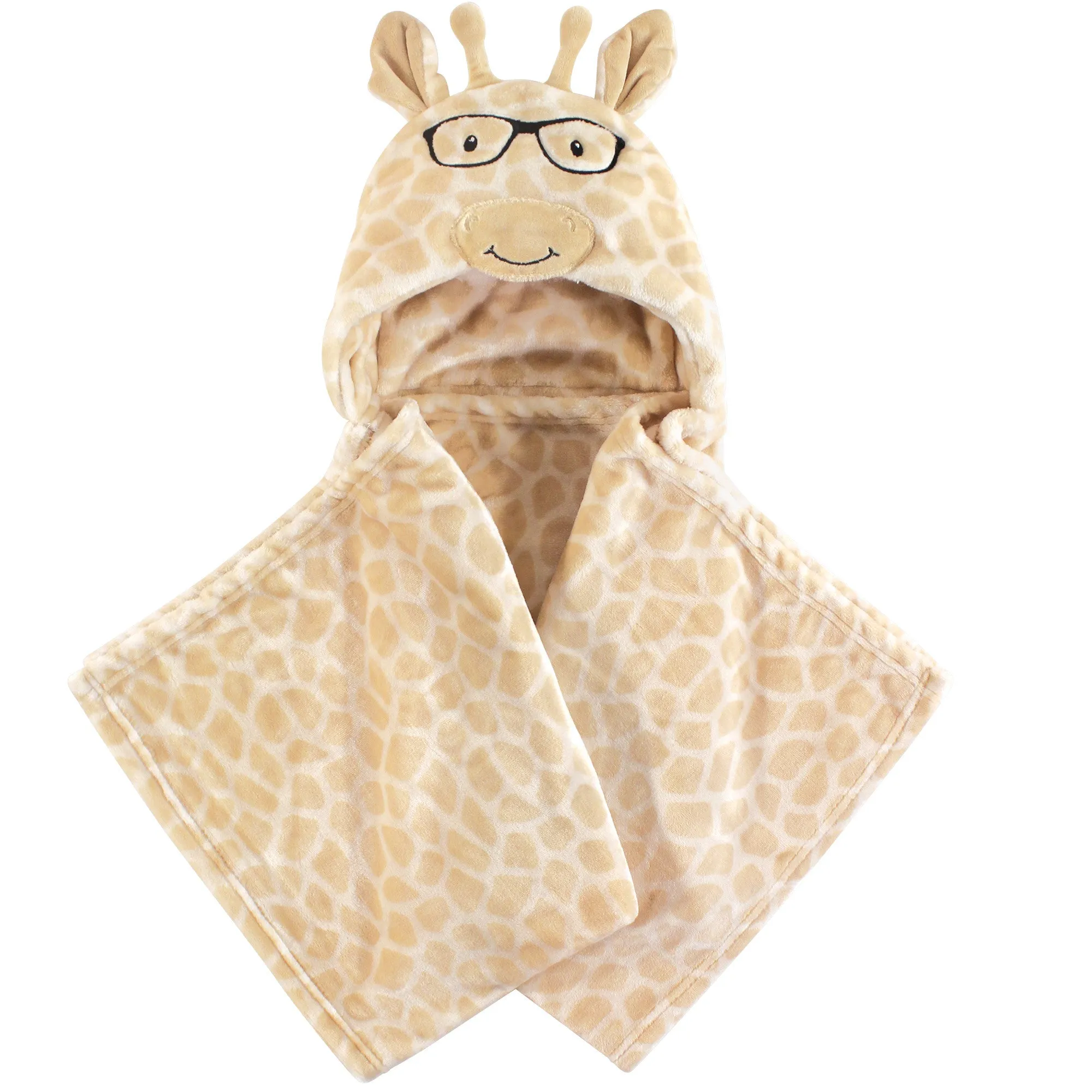 Hudson Baby Hooded Animal Face Plush Blanket, Nerdy Giraffe