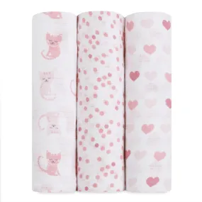 Ideal Baby by the Makers of Aden   Anais Swaddles 3 Pack - Kitty Love