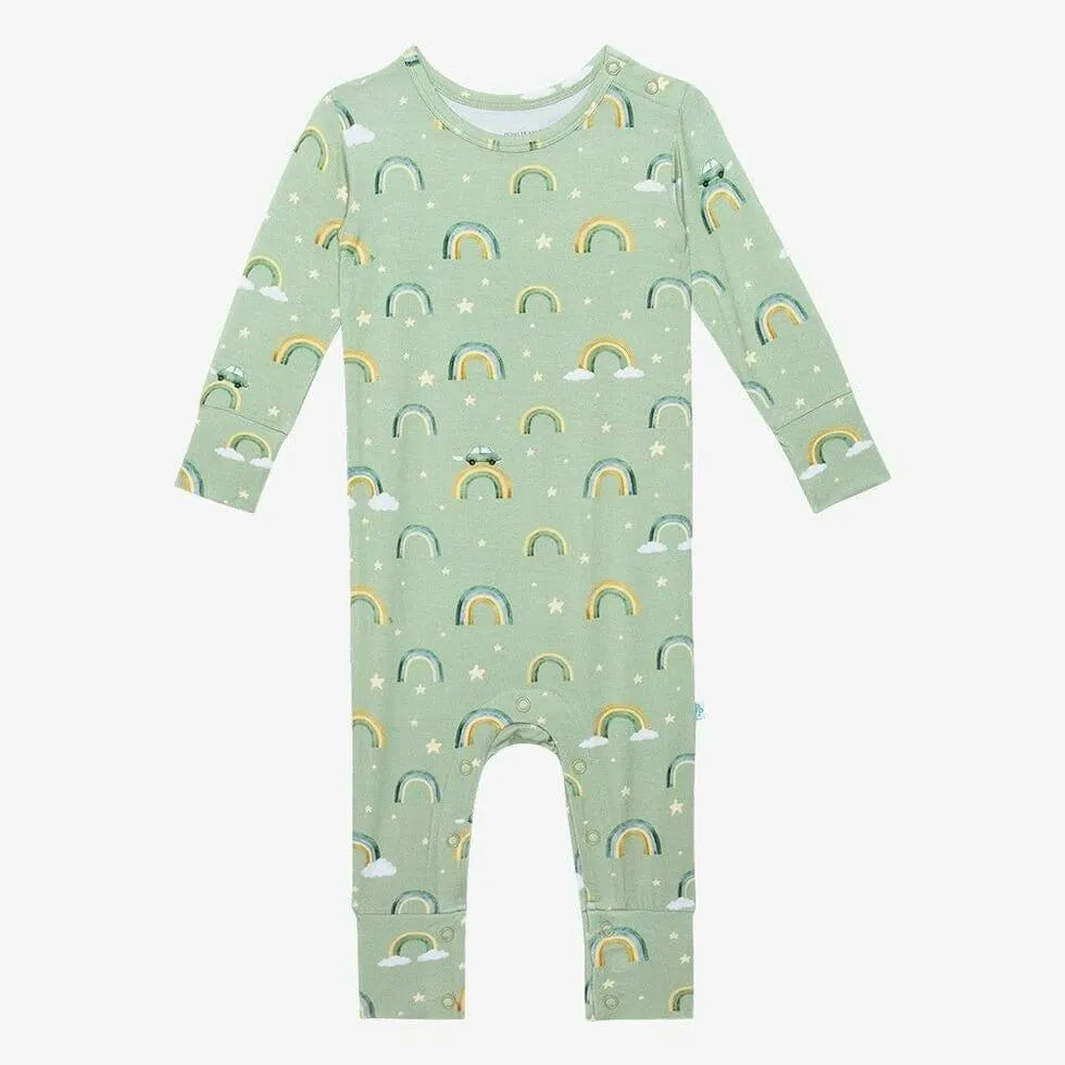 Infant Bamboo Long Sleeve Basic Romper - Desean (Rainbows)