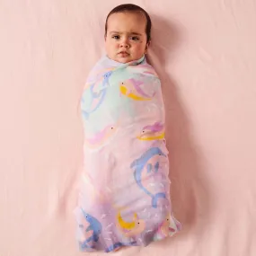 Kip & Co Dolphin Magic Bamboo Baby Swaddle