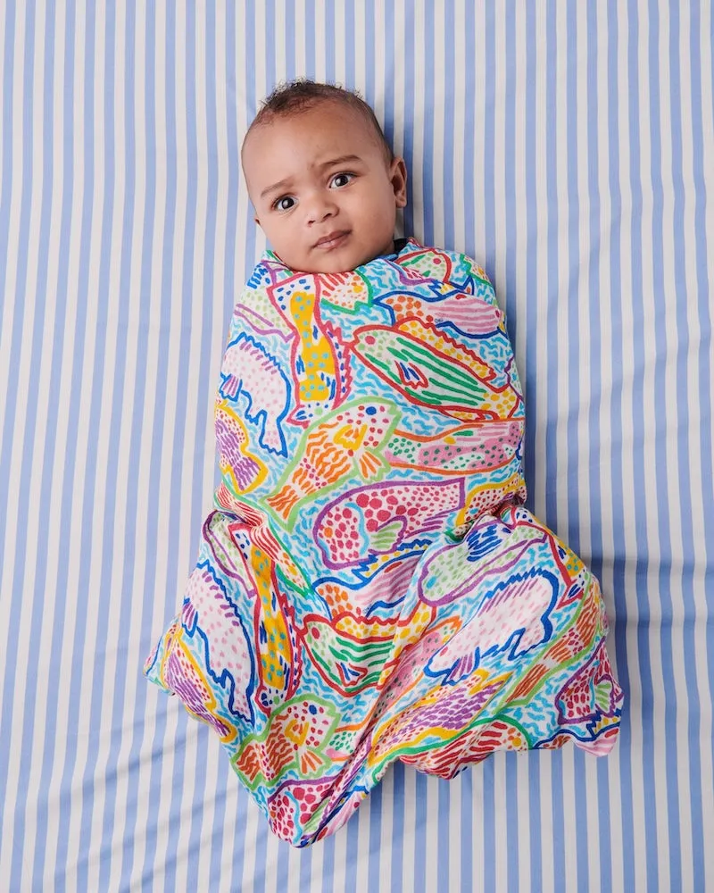 Kip & Co X Ken Done Rainbow Fish Bamboo Baby Swaddle
