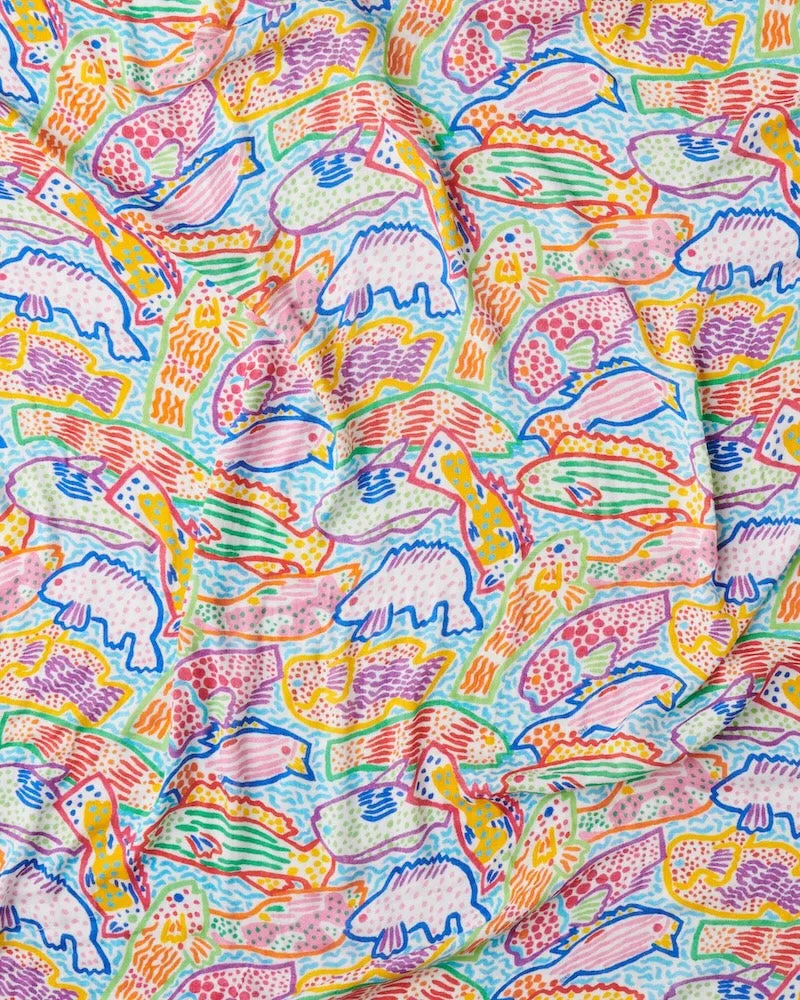 Kip & Co X Ken Done Rainbow Fish Bamboo Baby Swaddle