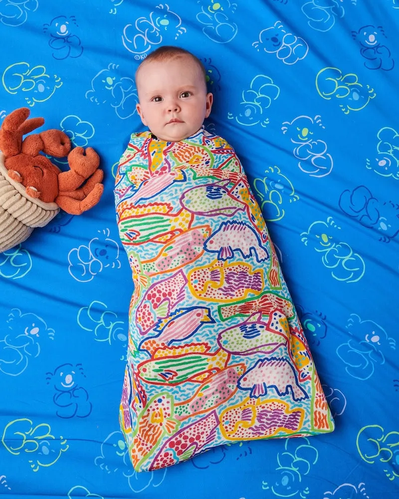 Kip & Co X Ken Done Rainbow Fish Bamboo Baby Swaddle
