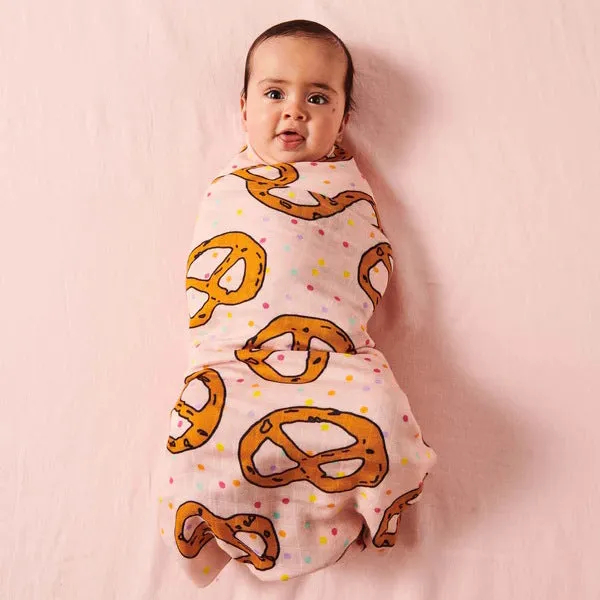 Kip and Co | Bamboo Baby Swaddle | Pretzels Pink