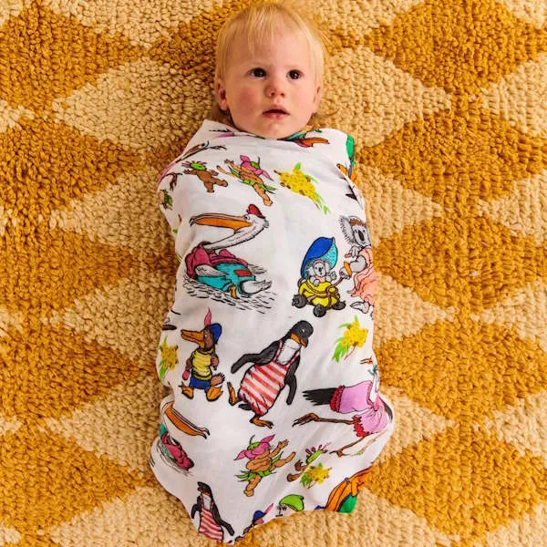 Kip and Co x May Gibbs | Bamboo Baby Swaddle Out and About