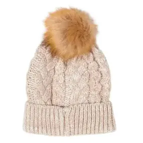 Ladies Cable Knitted Pom Pom Hats