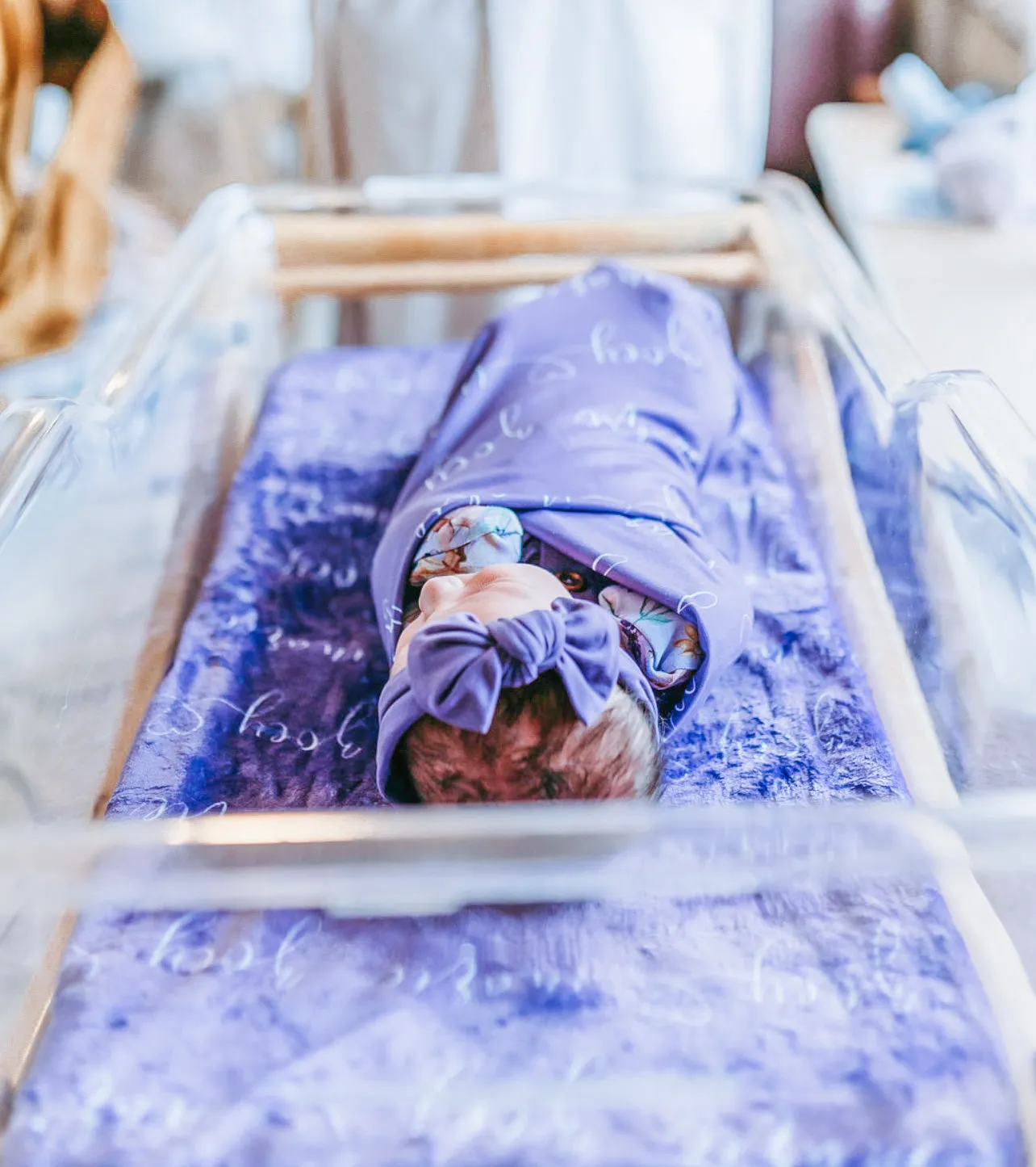 Lavender Heart Personalized Swaddle Blanket