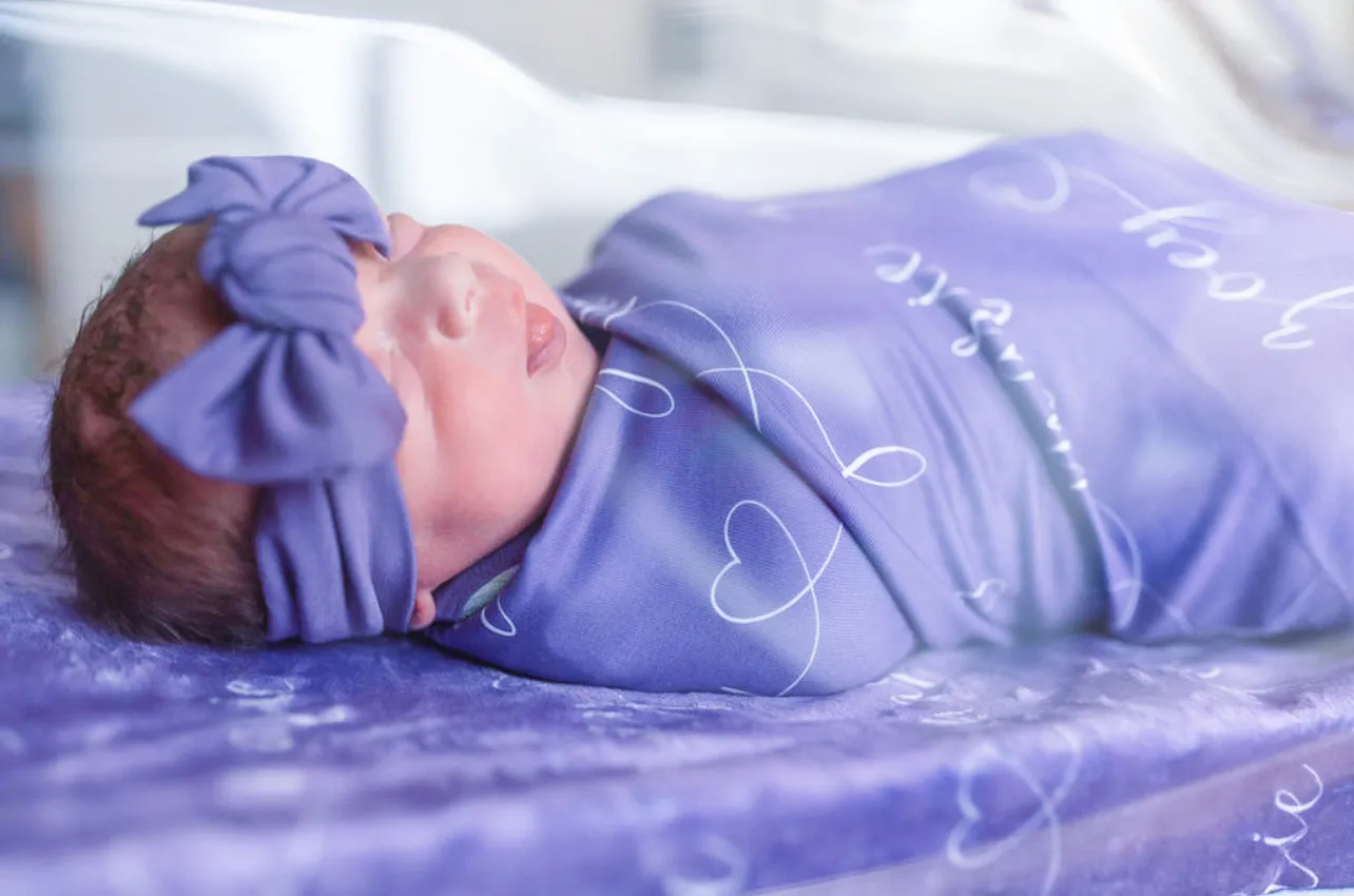 Lavender Heart Personalized Swaddle Blanket