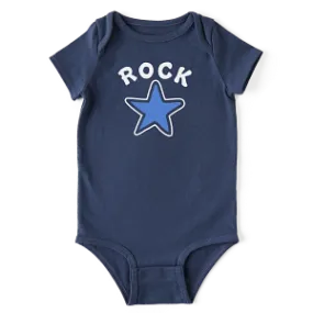 Life is Good Baby Crusher Bodysuit Rockstar DARKEST BLUE