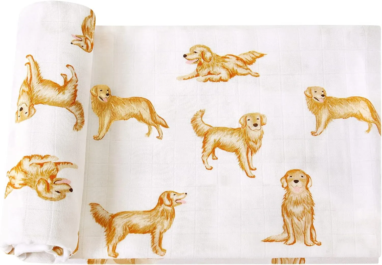 Lifetree Baby Swaddle Blanket Dog, 70% Viscose from Bamboo and 30% Cotton Muslin Swaddles Blankets Boys Girls Nursery Essentials for Girls and Boys, Registry, Large 47" X 47", Puppies Dog Print