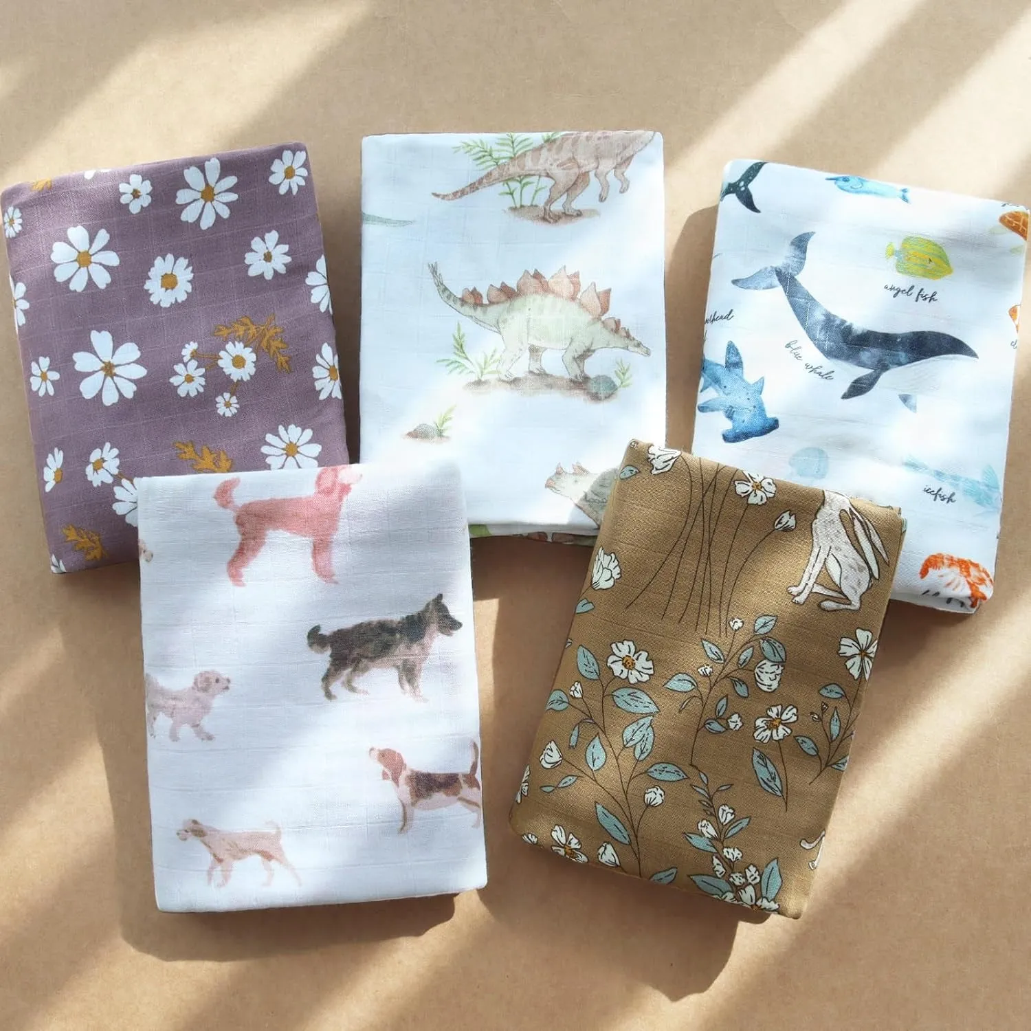 Lifetree Baby Swaddle Blanket Dog, 70% Viscose from Bamboo and 30% Cotton Muslin Swaddles Blankets Boys Girls Nursery Essentials for Girls and Boys, Registry, Large 47" X 47", Puppies Dog Print