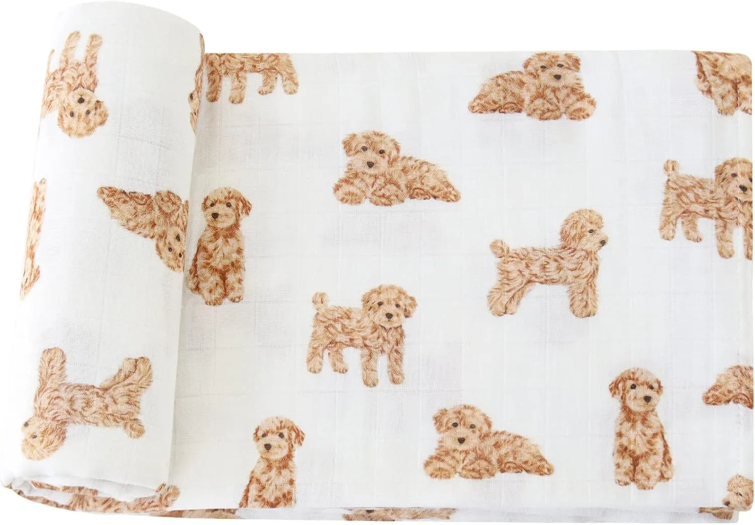 Lifetree Baby Swaddle Blanket Dog, 70% Viscose from Bamboo and 30% Cotton Muslin Swaddles Blankets Boys Girls Nursery Essentials for Girls and Boys, Registry, Large 47" X 47", Puppies Dog Print