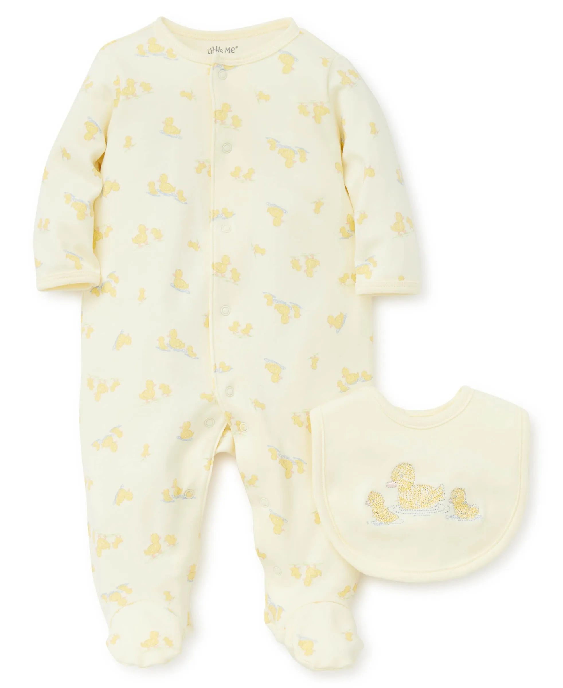 Little Ducks Footed One-Piece and Bib