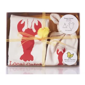 Lobster Local Catch Lobster Short Sleeve Romper & Hat Gift Set